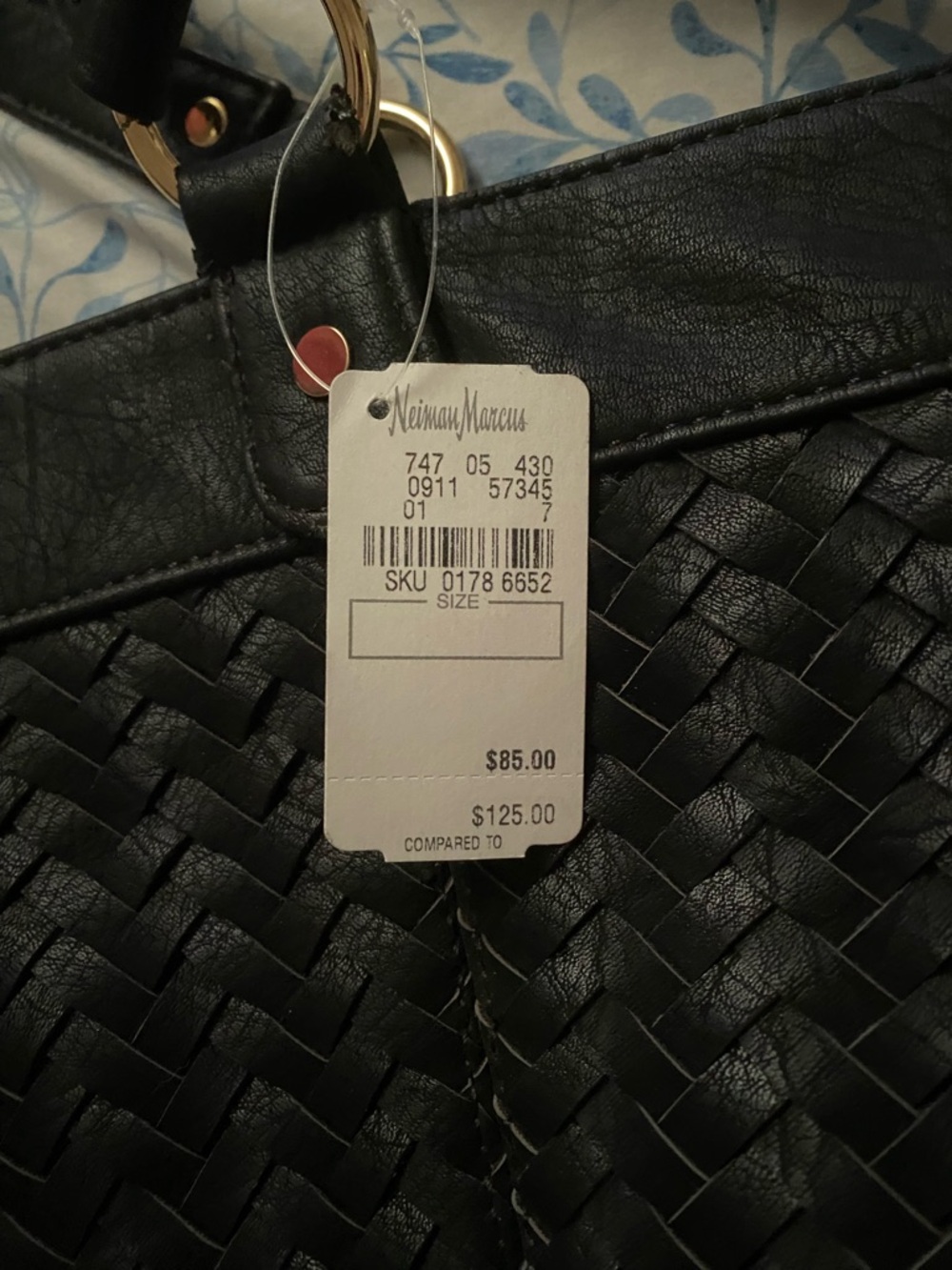 Woven Black Leather Tote Handbag - Unbranded - Picture 2 of 4